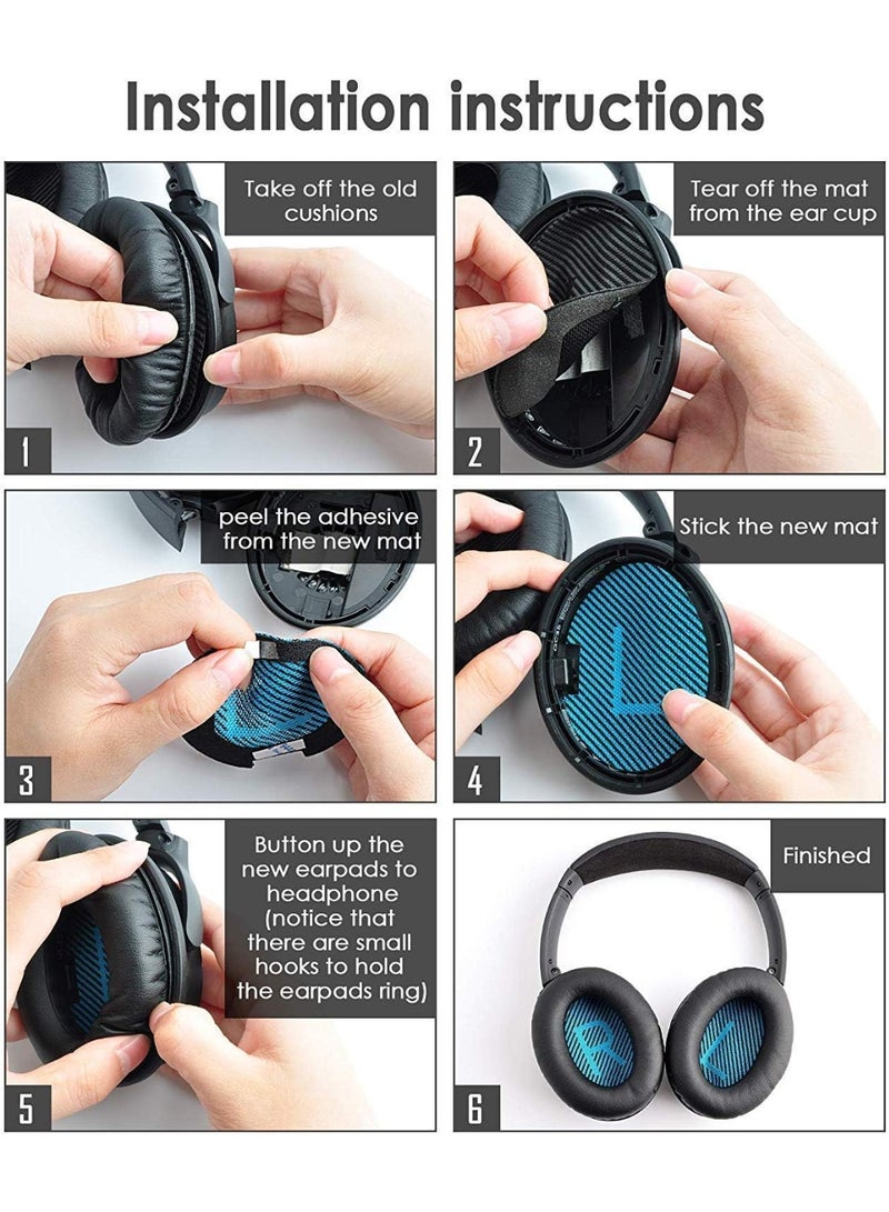 وسادات أذن بديلة لسماعات الرأس – وسائد إسفنجية ناعمة مريحة بتصميم احترافي لتجديد سماعتك القديمة، سهلة التركيب مع تعليمات واضحة، توفر عزل صوت محسّن وراحة طويلة أثناء الاستخدام – بدائل مثالية لمعظم أنواع سماعات الرأس - Image 2