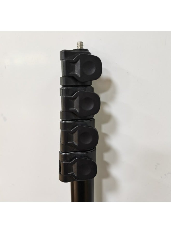 مفتاح ربط من سبائك الألومنيوم دوار 360 درجة ومشبك مؤقت ذاتي وعصا مروحة وإضاءة تصوير وقوس تجميل وعصا رحلات تلسكوبية - اللون: أسود - Image 1