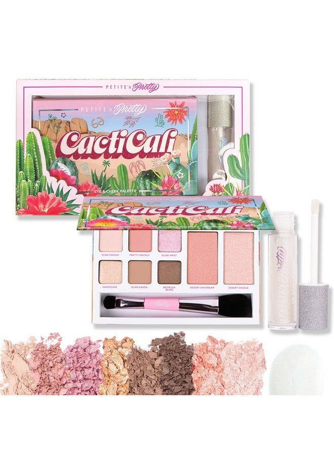 Petite 'N Pretty Petite N Pretty Beginner CactiCali Makeup Set for Kids, Teens, & Tweens - Natural Eyeshadow and Cheek Makeup Palette & 10k Shine Lip Gloss (Diamond Heist)  - Image 1