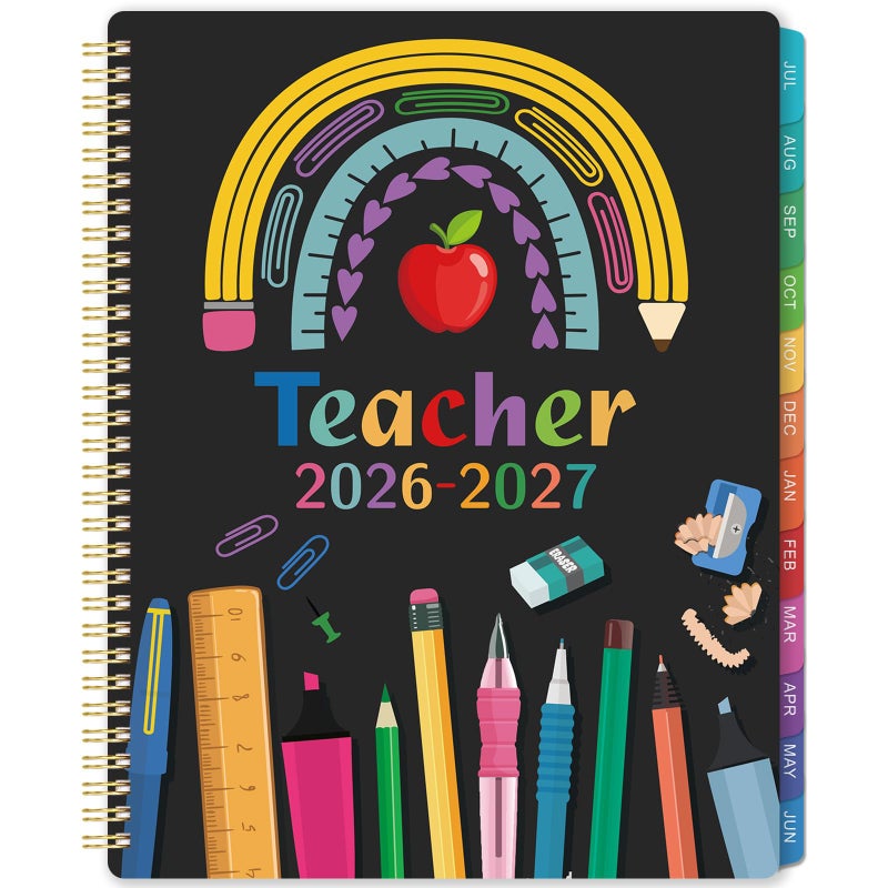 Artfan Teacher Planner 2026-2027 - Academic Planner Teacher Lesson Planner 2026-2027, July 2026 - June 2027, 8.5" x 11", Lesson Plan Book, Weekly & Monthly Lesson Calendar with with Colorful Laminated Tabs, Quotes, Inner Pocket - Image 1