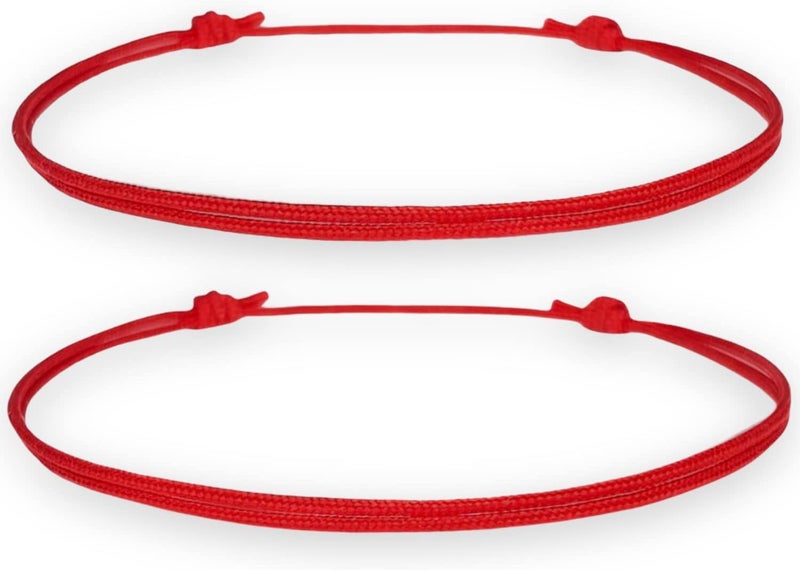 Luck Strings 2-Pack Red String Bracelets for Protection and Good Luck - Kabbalah Red Knot Amulet, Adjustable Nylon Cord Bracelet for Women, Men, and Friendship Gifts - Image 1