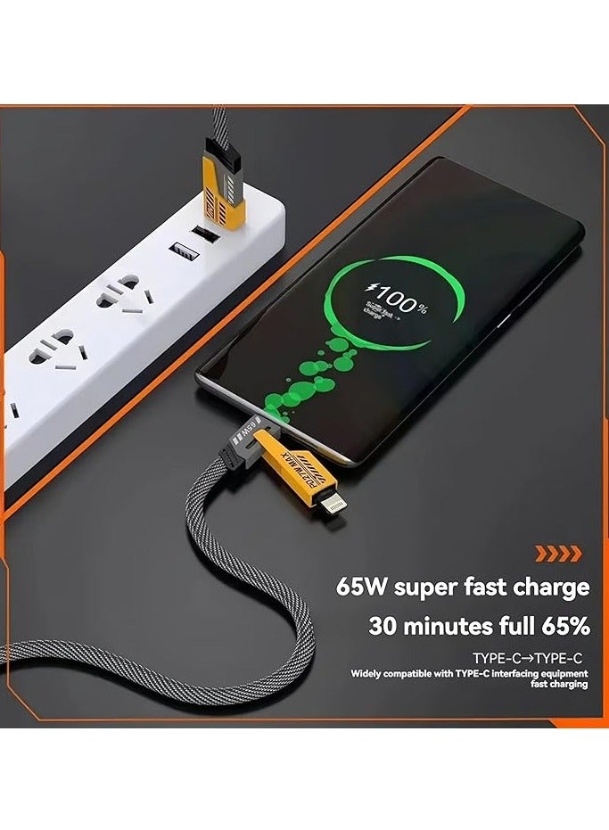 ELTRAZONE Original Super-Fast Charging Cable | 65W 480 Mbps 4-in-1 USB A/Type C to/Type C | 2m Tangle-Free Braided Cable | Multiport for iPhones, iPads, Android Devices - Image 5