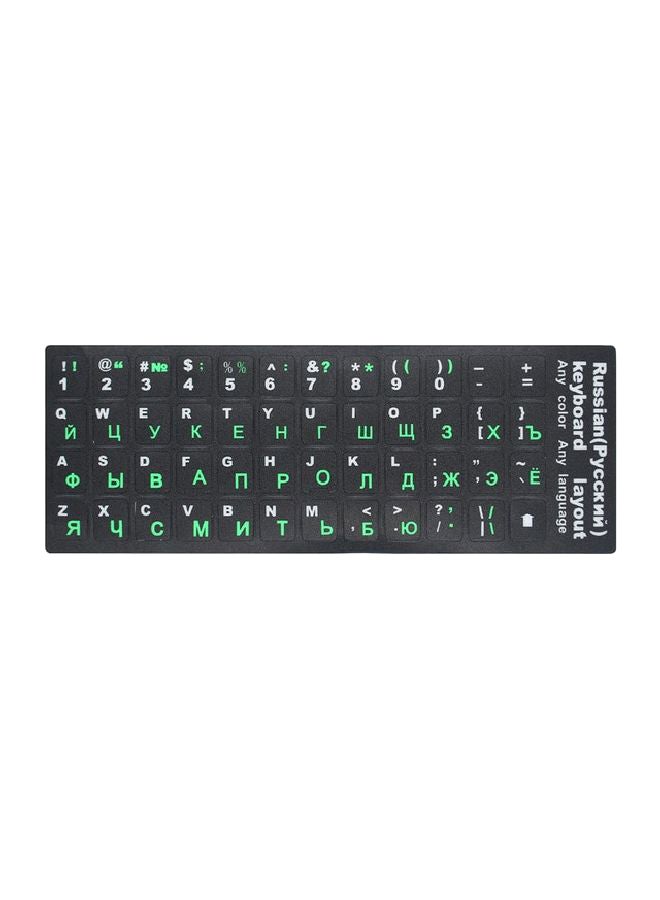 English To Russian Keyboard Sticker Black/White/Green 