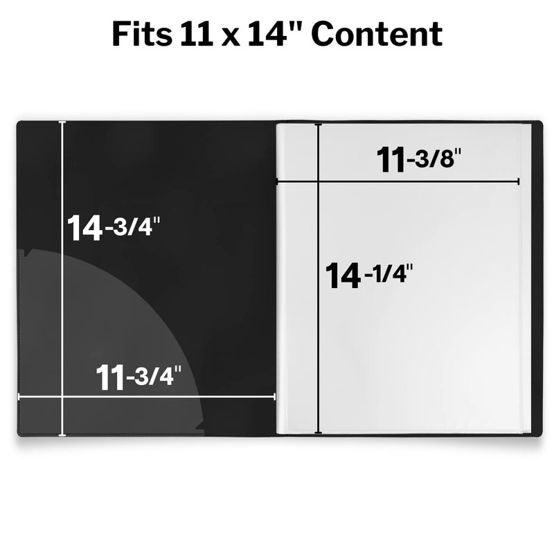 Dunwell 11x14 Binder with Sleeves (Black), 24 Pockets Display 48 Pages, Large Folder with Plastic Sleeves,11x14 Presentation Book with Protector Sleeves, Kids Art Portfolio 14x11,Clear Pages,Vertical - Image 5