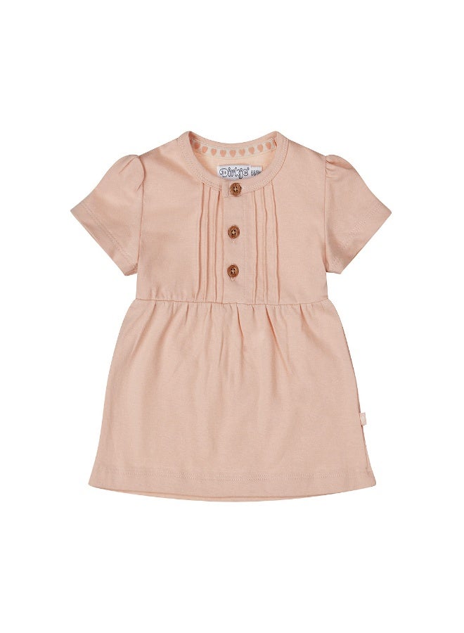 Dirkje Girls T-Shirt Coral Pink Buttons - Image 1