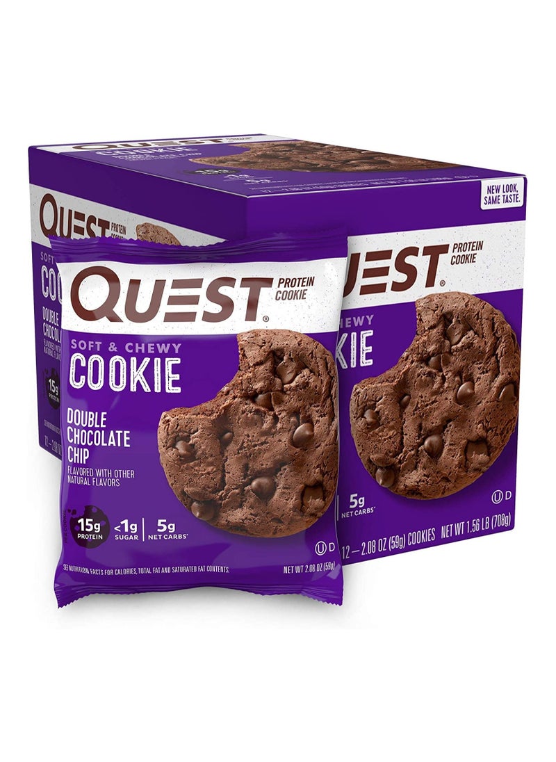QUEST NUTRITION - Quest Cookies Double Chocolate Chip 59g Pack of 12 - Image 1