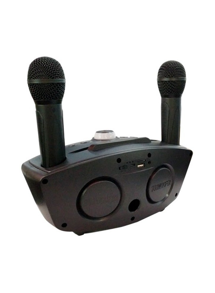 SDRD Wireless Bluetooth Speaker With 2-Piece Mic Black - Image 4