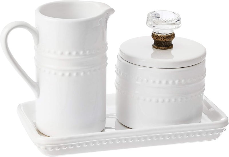 MudPie Farmhouse Inspired Vintage Doorknob Cream and Sugar Set - Image 1