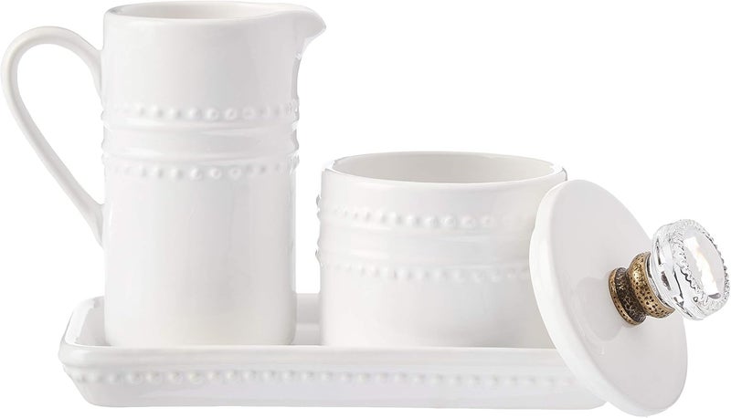 MudPie Farmhouse Inspired Vintage Doorknob Cream and Sugar Set - Image 2
