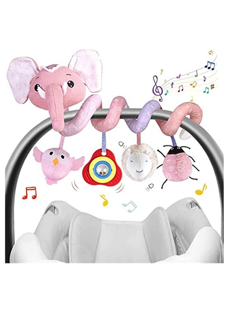 NIBEMINENT Baby Stroller Toys, Car Seat Toys for Infants, Crib Rattles Learning Hanging Sensory Development Spiral Plush with Music Squeaker, - Image 4