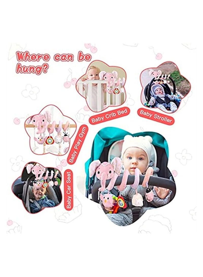 NIBEMINENT Baby Stroller Toys, Car Seat Toys for Infants, Crib Rattles Learning Hanging Sensory Development Spiral Plush with Music Squeaker, - Image 5