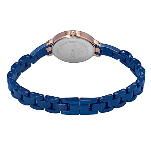 TIMEX Analog Watch for Women with Mother of Pearl Blue Round Dial & Blue Ceramic Bracelet Band Water Resistant Women's Wrist Watches - TWEL15702 - Image 3