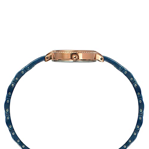 TIMEX Analog Watch for Women with Mother of Pearl Blue Round Dial & Blue Ceramic Bracelet Band Water Resistant Women's Wrist Watches - TWEL15702 - Image 5