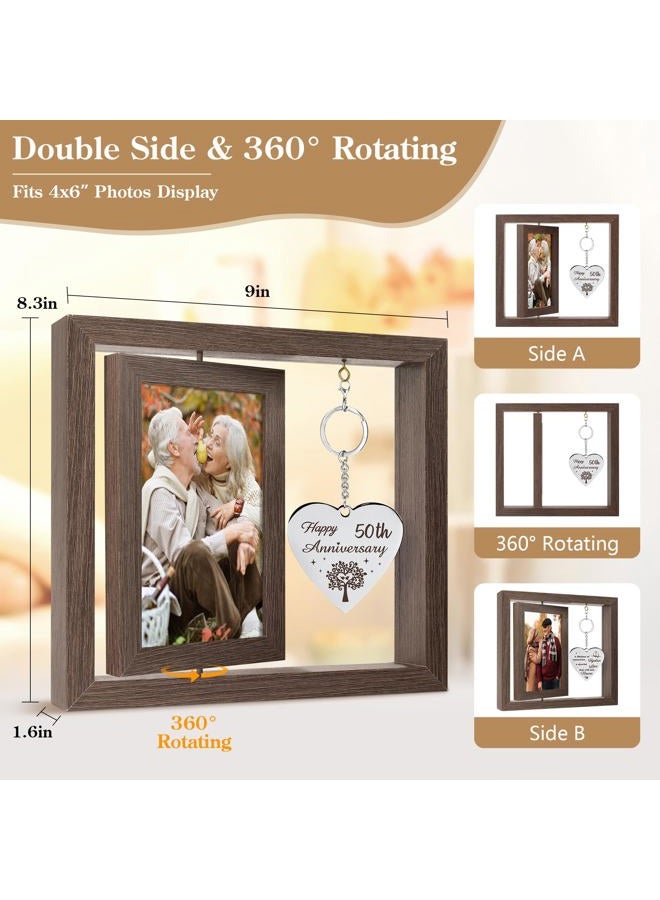 HELORAY 50th Anniversary Wedding Gifts for Couple Happy 50th Gold Anniversary Picture Frame Gift Ideas with Elegant Gift Box 50 Year Unusual Decorations for Parents Husband Wife Friends Her Him - Image 4