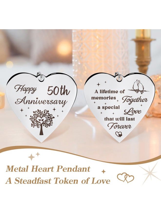 HELORAY 50th Anniversary Wedding Gifts for Couple Happy 50th Gold Anniversary Picture Frame Gift Ideas with Elegant Gift Box 50 Year Unusual Decorations for Parents Husband Wife Friends Her Him - Image 5