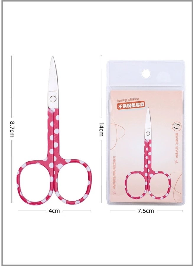 Stainless steel mini portable eyebrow trimmer / nose hair trimmer - pink background with white dots A-type trimmer (hang bag packaging) - Image 1