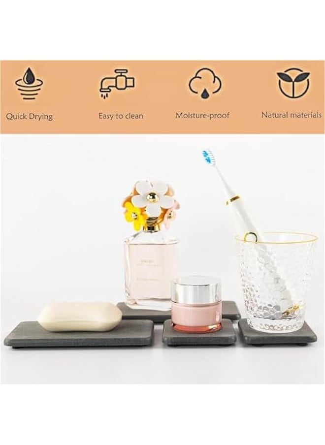 HOOKOR Set of 4 Water Absorbent Diatomite Tray, diatomaceous Earth Kitchen soap Dish,Hand soap Holder, Water Absorbing Stone Used for Plants & toiletries in The Modern Home (Dark Grey)  - Image 2