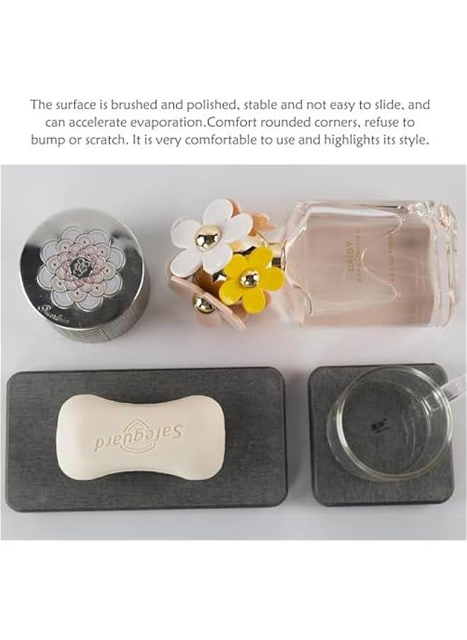 HOOKOR Set of 4 Water Absorbent Diatomite Tray, diatomaceous Earth Kitchen soap Dish,Hand soap Holder, Water Absorbing Stone Used for Plants & toiletries in The Modern Home (Dark Grey)  - Image 3