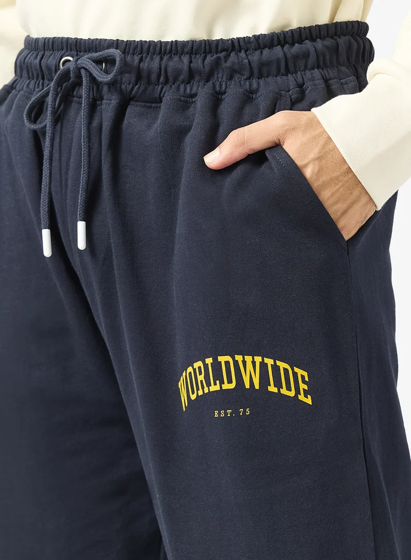 Seventy Five Text Print Oversized Joggers