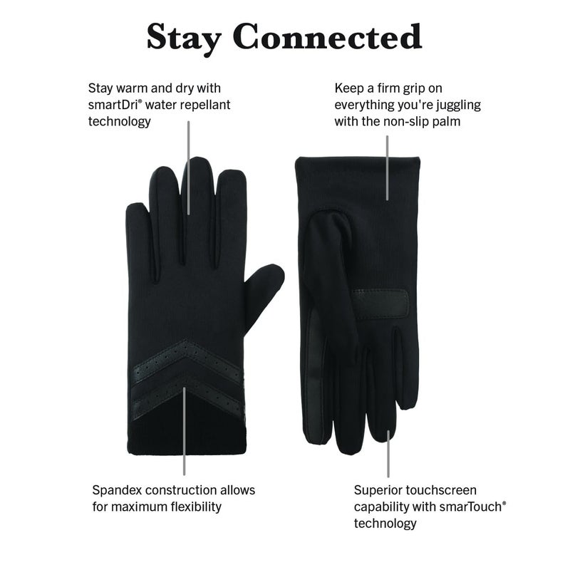 isotoner Women's Water Repellent Shortie Spandex Touchscreen Gloves with Rib Knit Cuff - Image 2