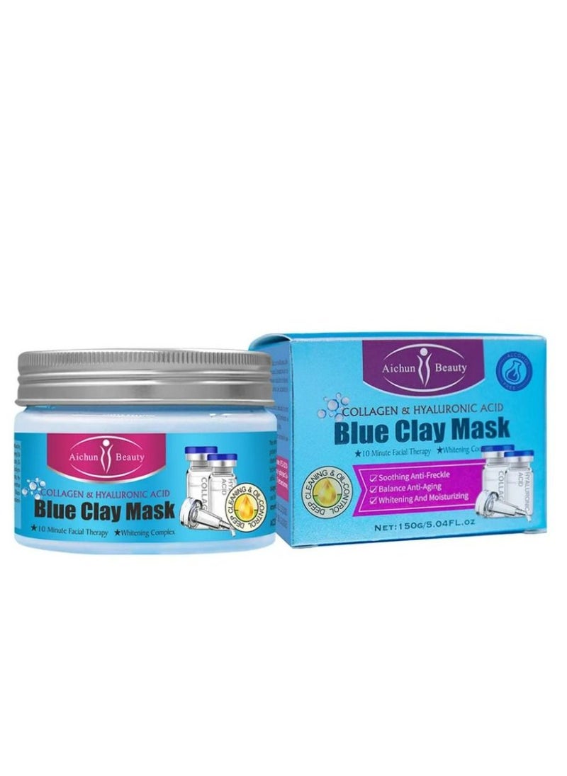 Aichun beauty Collagen & Hyaluronic Acid Blue Clay Mask 150g  - Image 1