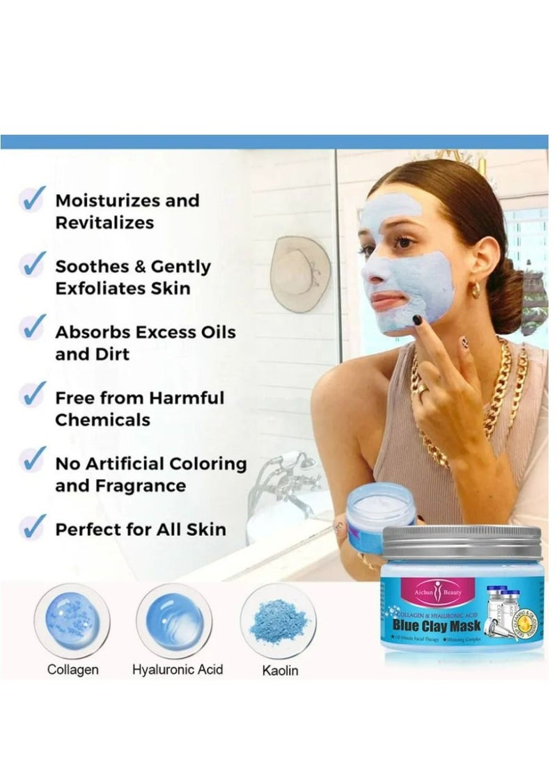 Aichun beauty Collagen & Hyaluronic Acid Blue Clay Mask 150g  - Image 3