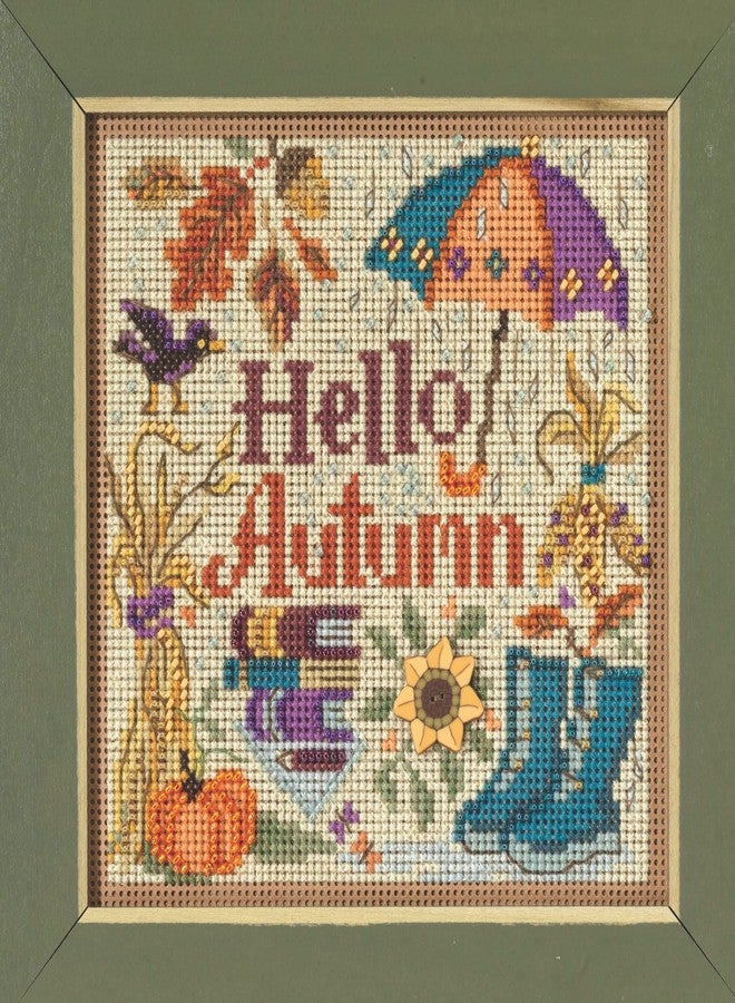Mill Hill Hello Autumn Beaded Counted Cross Stitch Kit 2023 Buttons & Beads Autumn MH142323 - Image 2