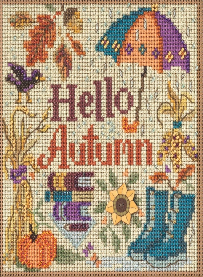 Mill Hill Hello Autumn Beaded Counted Cross Stitch Kit 2023 Buttons & Beads Autumn MH142323 - Image 1