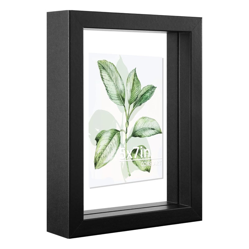 CORE ART 5x7 Floating Picture Frame,Double Plexglass Floating Frame for 4x6,3.5x5 Pictures,Wall or Tabletop Display,Black - Image 1