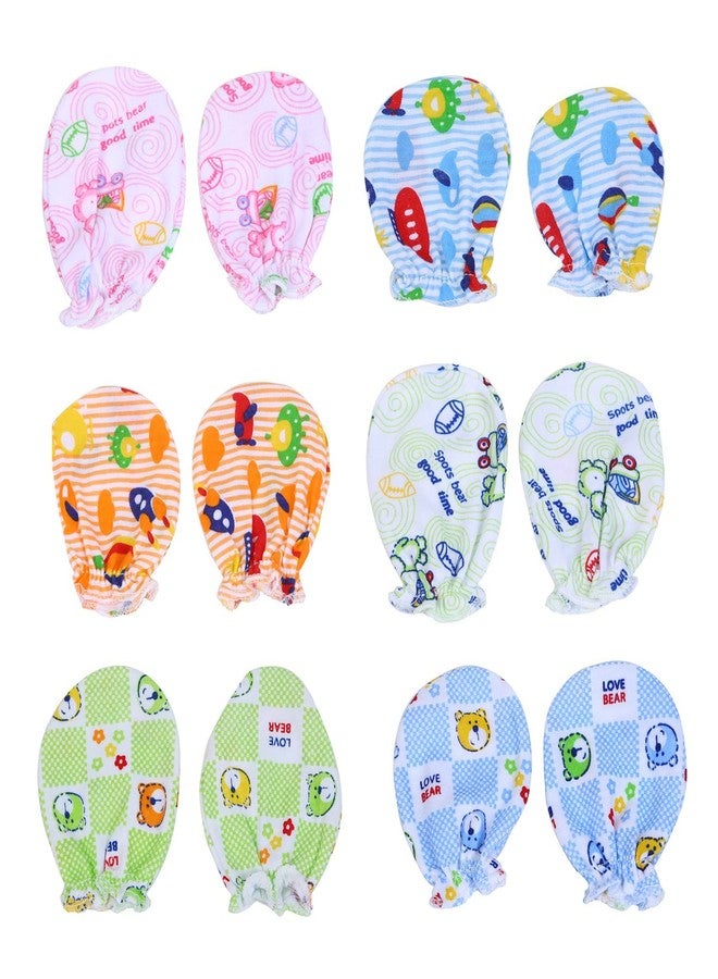 Mini Berry Cotton Mittens For New Born Baby (0-6 Months)|Baby Hand Gloves|Cotton Mittens With Gentle Elastic Wristbands For Baby pack of 6 - Image 1