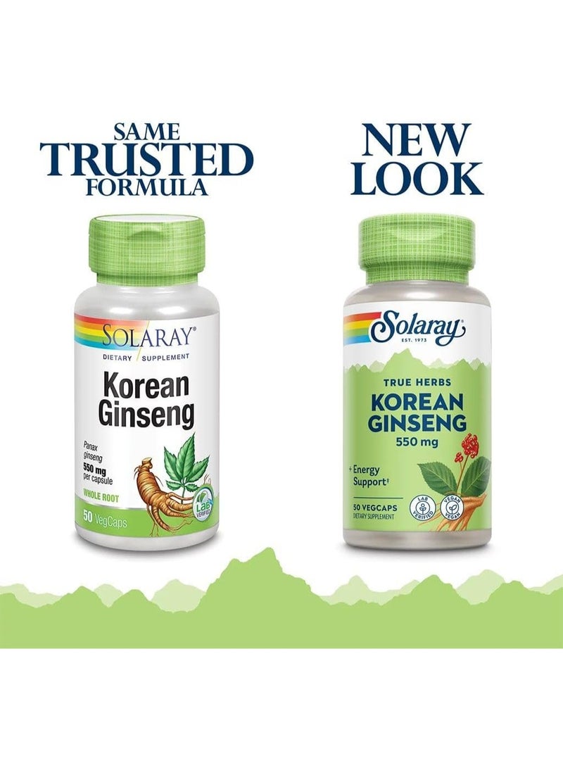 SOLARAY Korean Ginseng Root 550mg, Traditional Herbal Supplement, 50 Vegan Capsules - Image 3
