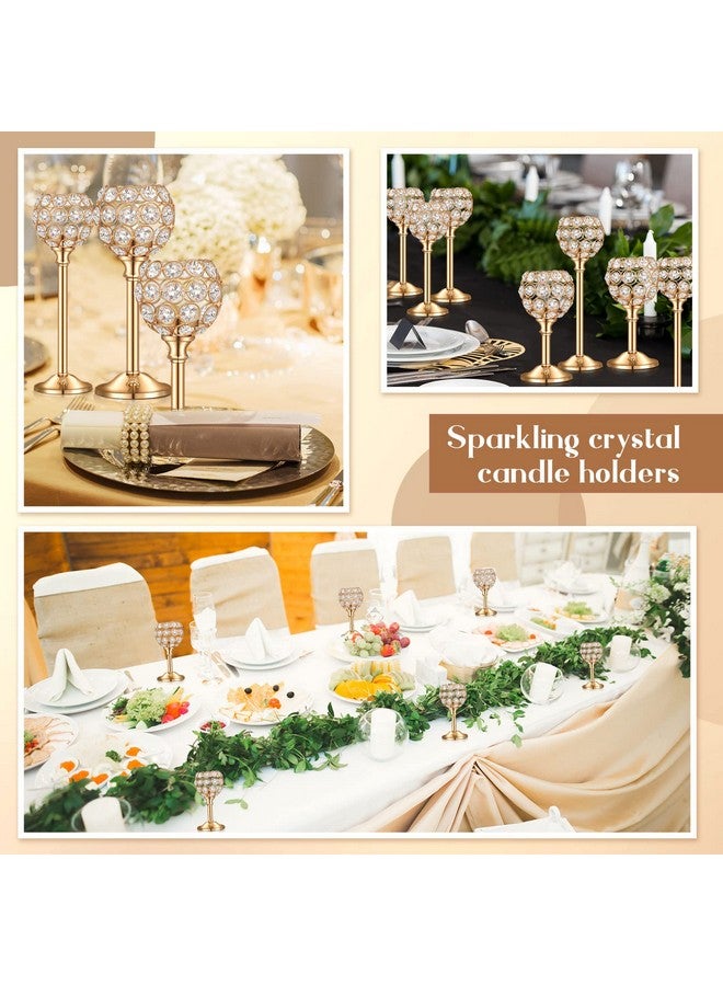 Qunclay Qunclay 18 Pieces Crystal Candle Holders Bulk Candle Stick Holder Centerpieces for Table Wedding Centerpieces Crystal Decorative Tealight Dining Table Decor for Party(Gold)  - Image 2