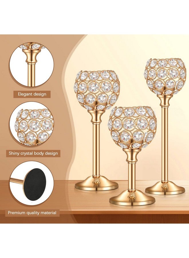 Qunclay Qunclay 18 Pieces Crystal Candle Holders Bulk Candle Stick Holder Centerpieces for Table Wedding Centerpieces Crystal Decorative Tealight Dining Table Decor for Party(Gold)  - Image 4