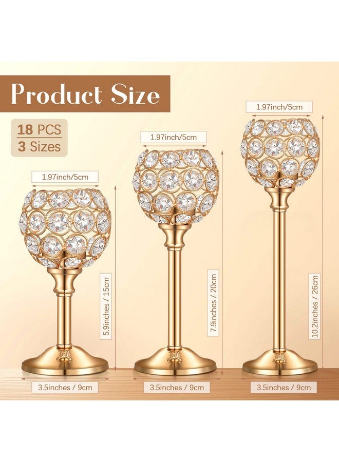 Qunclay Qunclay 18 Pieces Crystal Candle Holders Bulk Candle Stick Holder Centerpieces for Table Wedding Centerpieces Crystal Decorative Tealight Dining Table Decor for Party(Gold)  - Image 1