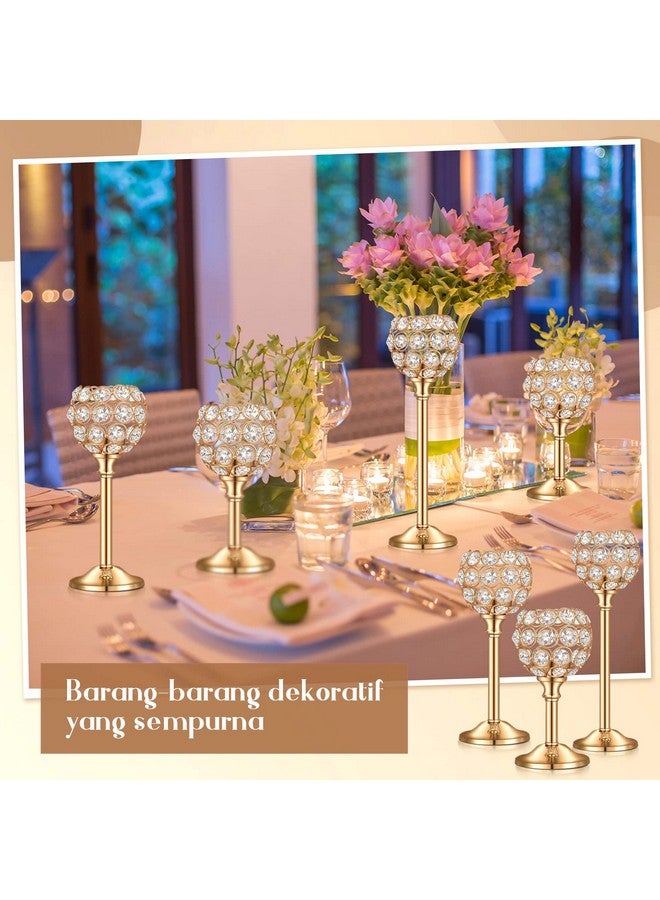 Qunclay Qunclay 18 Pieces Crystal Candle Holders Bulk Candle Stick Holder Centerpieces for Table Wedding Centerpieces Crystal Decorative Tealight Dining Table Decor for Party(Gold)  - Image 3