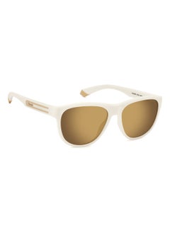 Polaroid Unisex Polarized Rectangular Shape  Sunglasses PLD 2156/S GOLD 46 - Lens Size: 45.6 Mm - Matt White  - Image 2