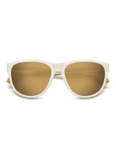 Polaroid Unisex Polarized Rectangular Shape  Sunglasses PLD 2156/S GOLD 46 - Lens Size: 45.6 Mm - Matt White  - Image 4