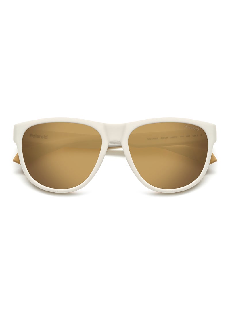 Polaroid Unisex Polarized Rectangular Shape  Sunglasses PLD 2156/S GOLD 46 - Lens Size: 45.6 Mm - Matt White  - Image 4