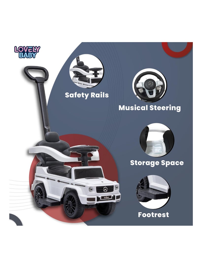 Mercedes-Benz Mercedes Benz G-Wagon 3 in 1 Push Car for Kids LB 3388H, Ride-on with Rotating Handlebar, Storage, Comfortable Foot-Rest, Riding Vehicle, Musical Steering, Baby Car for Kids 1 to 3 Years  - Image 5