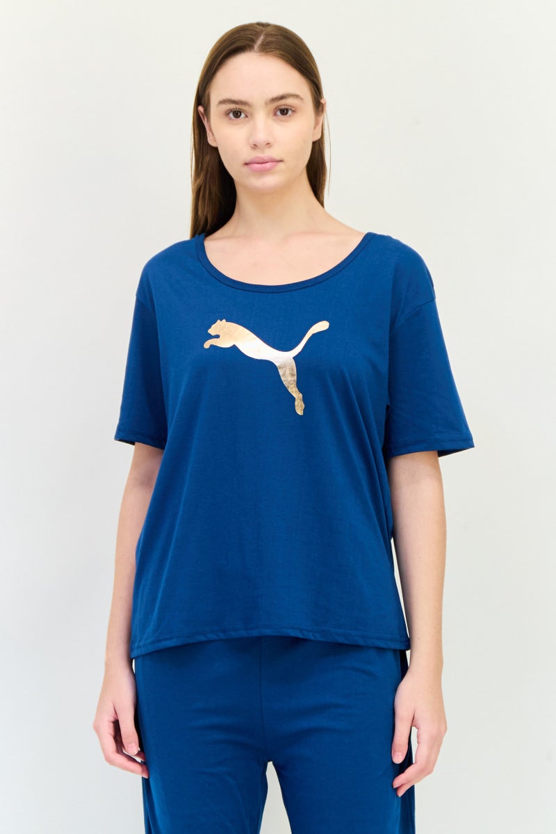 PUMA Women 2 Pieces Sleepwear Set T-shirt And Pants, Teal Blue - Image 2
