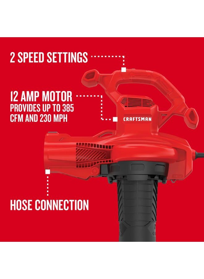 CRAFTSMAN 3-in-1 Leaf Blower, Leaf Vacuum and Mulcher, Up to 230 MPH, 12 Amp, Corded Electric (CMEBL700) - Image 3