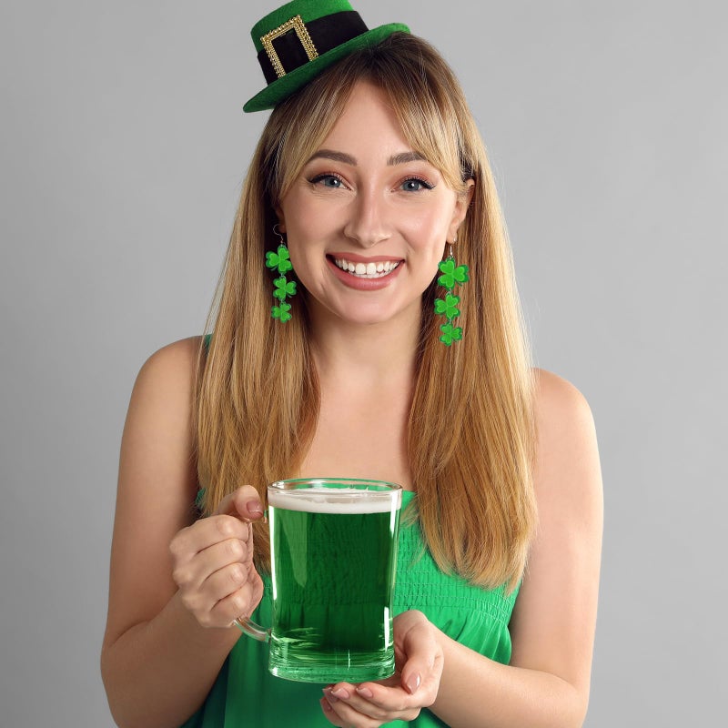 Mintolex St Patricks Day Earrings Shamrock Drop Dangle for Women Acrylic Clover Earrings Irish Jewelry Gift with Festive Green Design Saint Patricks Day Accessories - Image 4