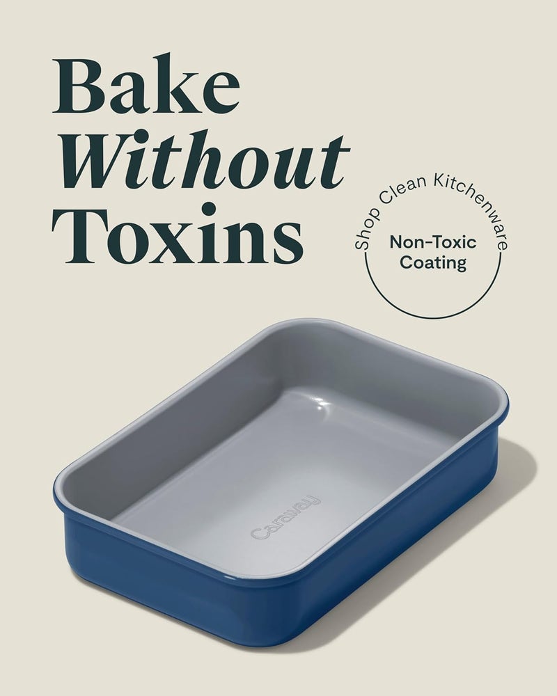 Caraway Nonstick 9” x 6.5” Small Rectangle Baking Pan – Non-Toxic, PTFE & PFOA Free – Aluminized Steel Core – Deep Ceramic Baking Pan for Casseroles, Lasagna & More - Navy - Image 2