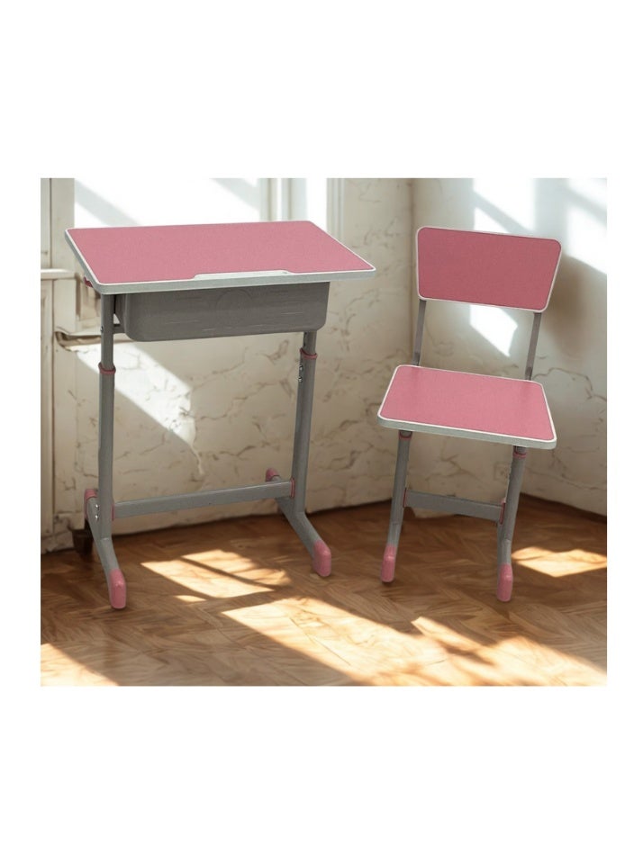 SMART HOME Children's Study Desk Set, 2 Tables +2 Chairs | Study Table and Chair Set with Fiberglass Top and Iron Legs | Table Size: 60x40x80 cm and Chair Size: 30x34x50 cm | Adjustable Home Study Set  - Image 2