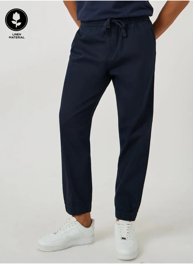 Styli Styli Solid Relaxed Fit Elasticated Cuffed Joggers with Drawstring