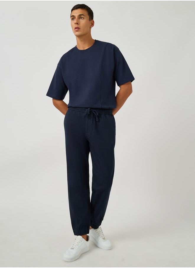 Styli Styli Solid Relaxed Fit Elasticated Cuffed Joggers with Drawstring  - Image 2