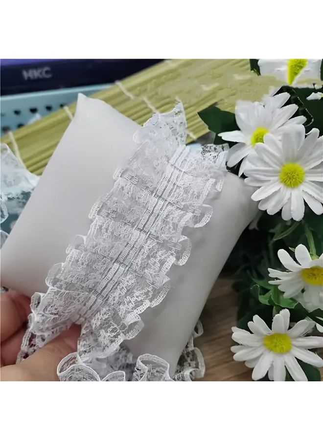 5 Yards Light Gray Wrinkle Lace Ribbon Rice Pattern DIY Hair Accessories - Image 3