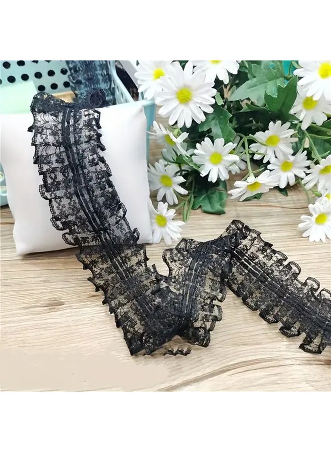 5 Yards Light Gray Wrinkle Lace Ribbon Rice Pattern DIY Hair Accessories - Image 2