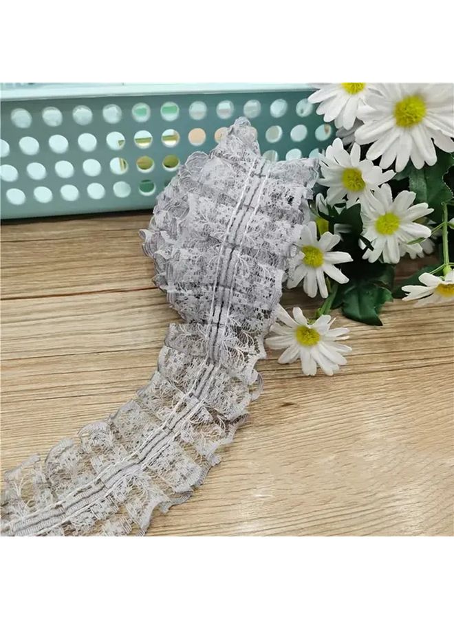 5 Yards Light Gray Wrinkle Lace Ribbon Rice Pattern DIY Hair Accessories - Image 1