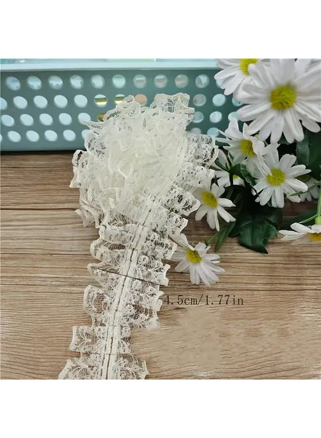 5 Yards Light Gray Wrinkle Lace Ribbon Rice Pattern DIY Hair Accessories - Image 5